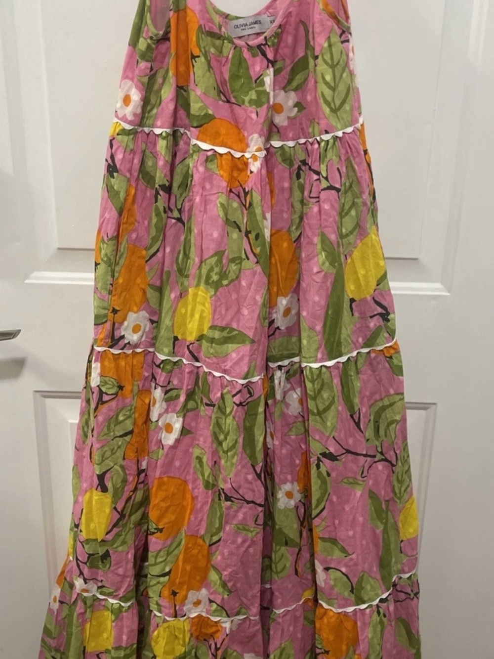 Olivia James The Label Floral Multicolor Maxi Dress XS Sleeveless Pockets Lined